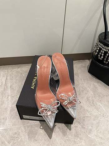 Fortok Amina Muaddi Rosie Glass slingback Pumps Silver 10cm