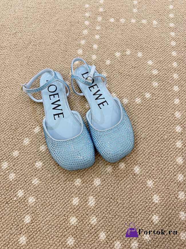 Fortok Loewe Toy ankle-strap ballerinas blue rhinestone-embellished - 1