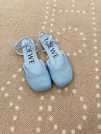 Fortok Loewe Toy ankle-strap ballerinas blue rhinestone-embellished