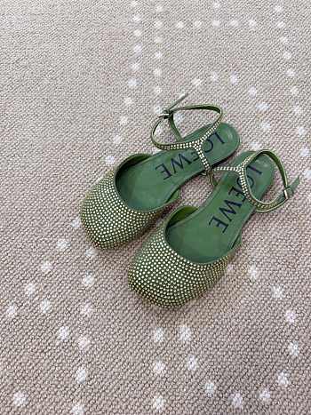 Fortok Loewe Toy ankle-strap ballerinas Green rhinestone-embellished