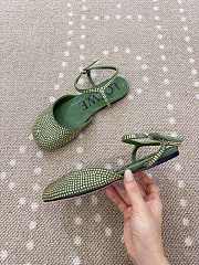 Fortok Loewe Toy ankle-strap ballerinas Green rhinestone-embellished - 2