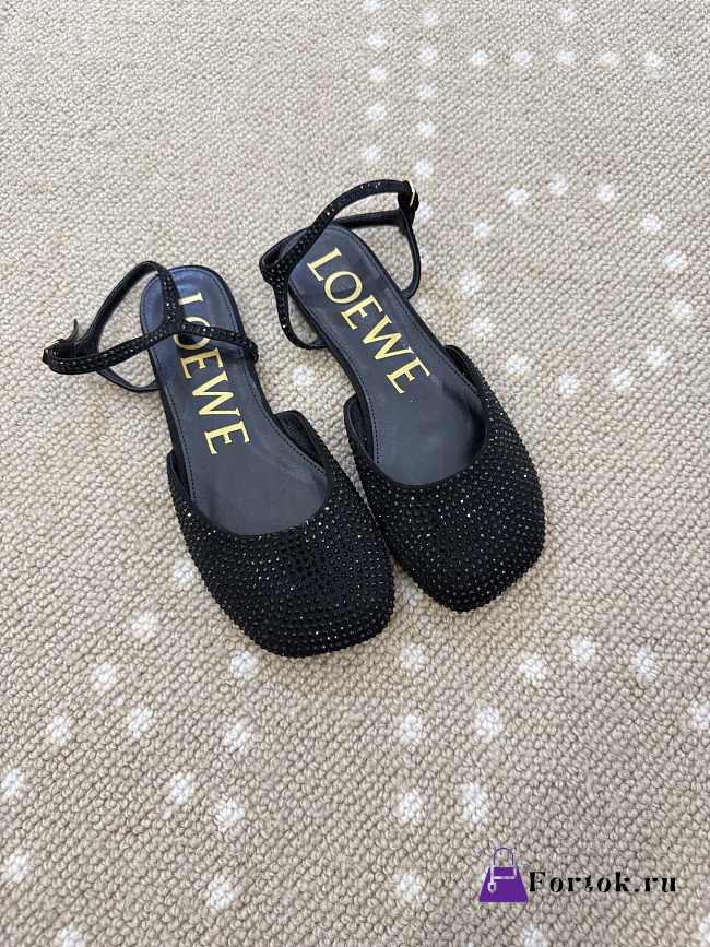 Fortok Loewe Toy ankle-strap ballerinas Black rhinestone-embellished - 1