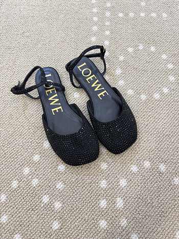 Fortok Loewe Toy ankle-strap ballerinas Black rhinestone-embellished