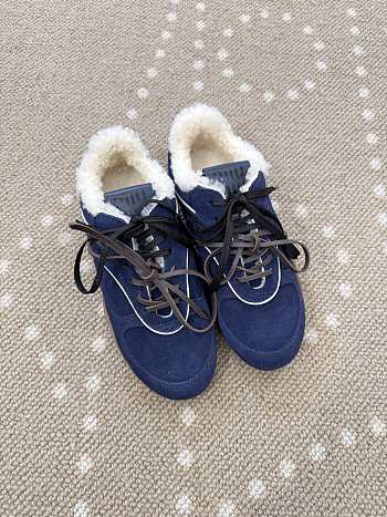 Fortok Miu Miu Gymnasium Sneakers Navy blue suede and shearling
