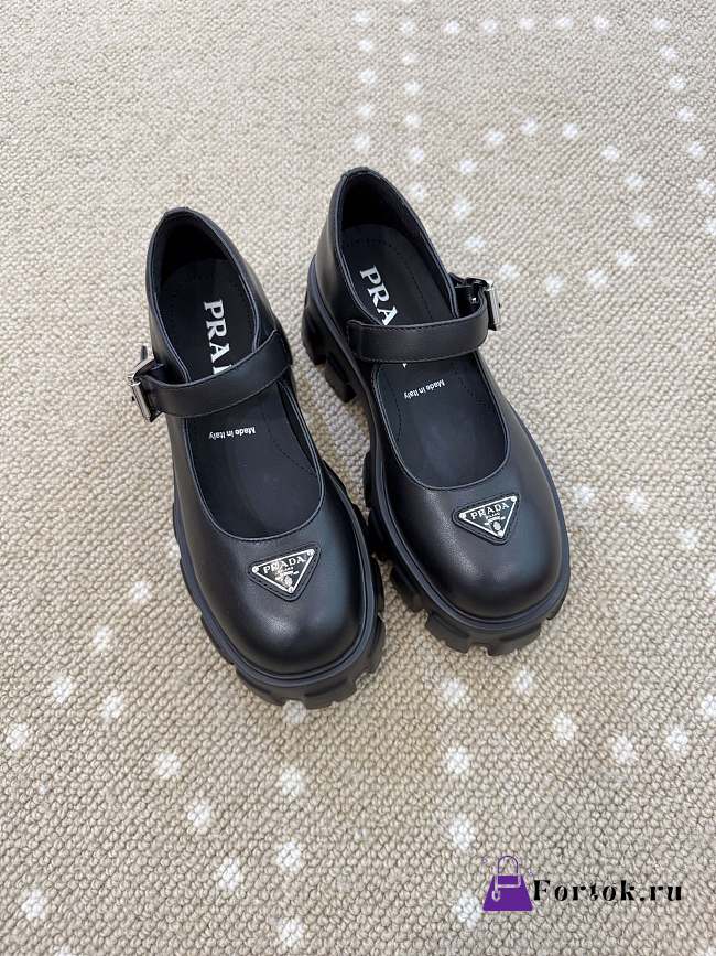 Fortok Prada Monolith Mary Jane flats brushed leather Black 6cm - 1