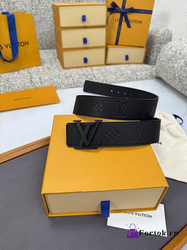 Fortok Louis Vuitton LV Belt With Black LV Hardware - 1