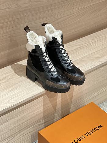 Fortok Louis Vuitton Laureate Platform Desert Boots Black With Brown Monogram