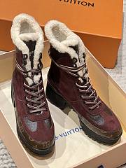 Fortok Louis Vuitton Laureate Platform Desert Boots Burgundy With Brown Monogram - 3