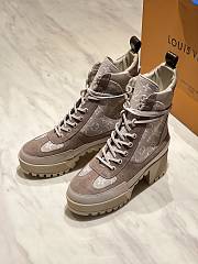 Fortok Louis Vuitton Laureate Platform Desert Boots Suede Beige - 2