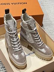 Fortok Louis Vuitton Laureate Platform Desert Boots Suede Beige - 3