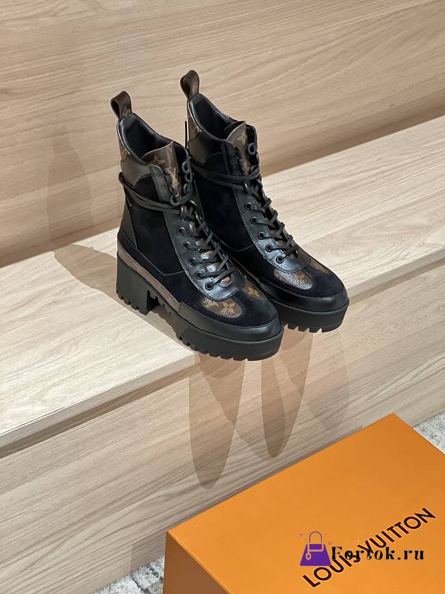 Fortok Louis Vuitton Laureate Platform Desert Boots Black - 1
