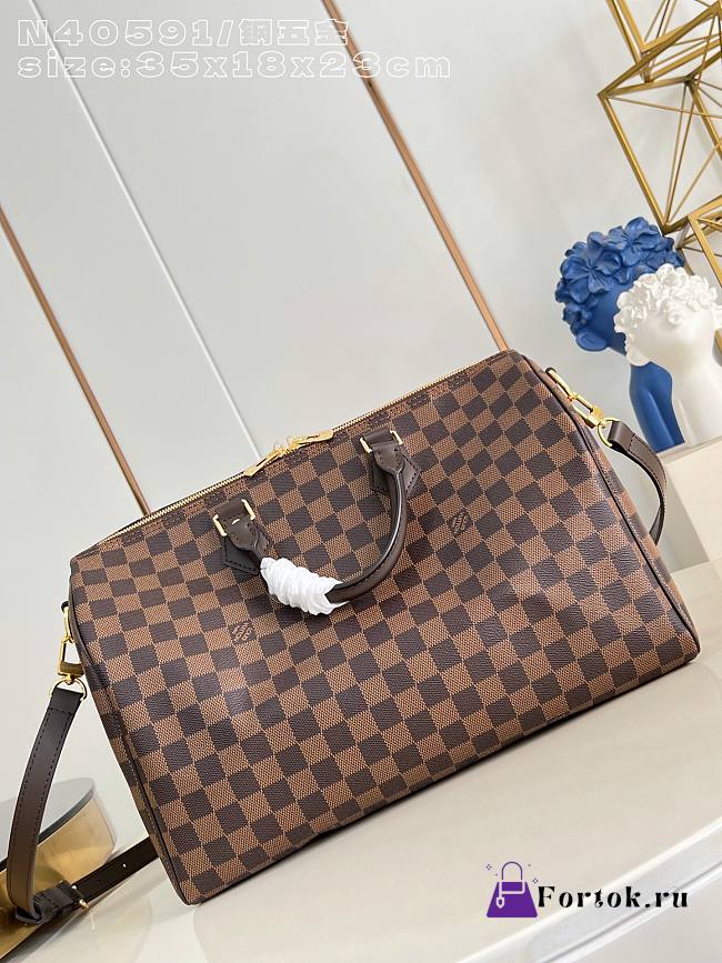 Fortok Louis Vuitton Speedy Bandoulière 35 bag Damier Azur canvas Brown 23 x 18 x 35cm - 1