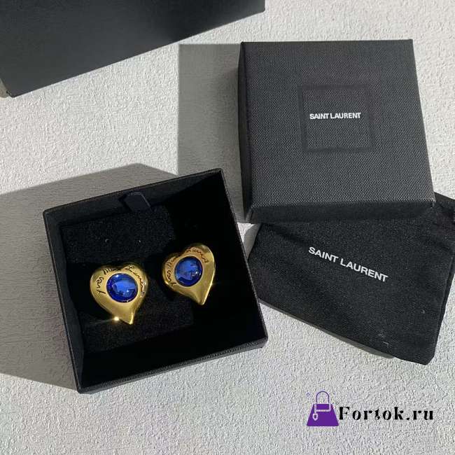 Fortok Saint Laurent YSL Heart Earrings - 1