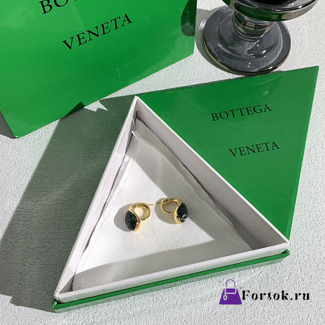 Fortok Bottega Veneta Gold/ Black Earrings - 1