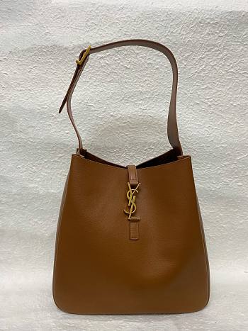Fortok Saint Laurent Le 5 à 7 leather hobo bag Brown 30×31×13cm