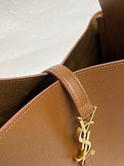 Fortok Saint Laurent Le 5 à 7 leather hobo bag Brown 30×31×13cm - 4