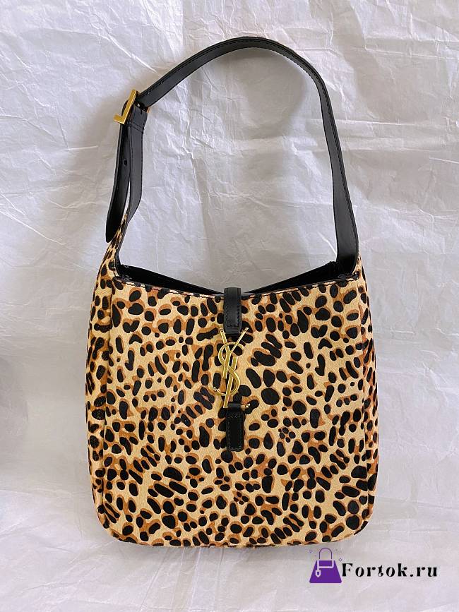 Fortok Saint Laurent Le 5 à 7 leather hobo bag Leopard Print 23×22×8.5cm - 1