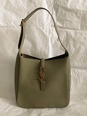 Fortok Saint Laurent Le 5 à 7 leather hobo bag Olive Green 23×22×8.5cm - 1