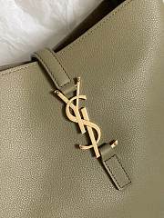 Fortok Saint Laurent Le 5 à 7 leather hobo bag Olive Green 23×22×8.5cm - 3