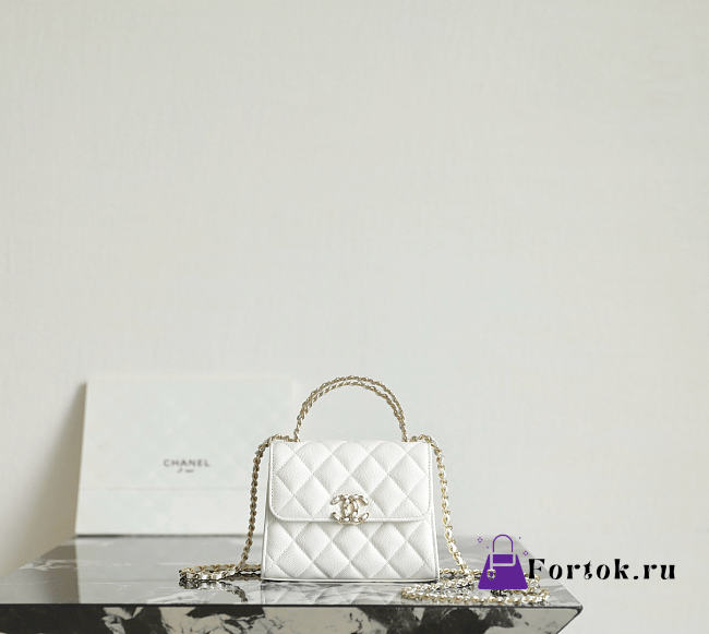 Fortok Chanel Mni Kelly Trendy CC Handle White 11.5 x 14.5 x 5.5cm - 1