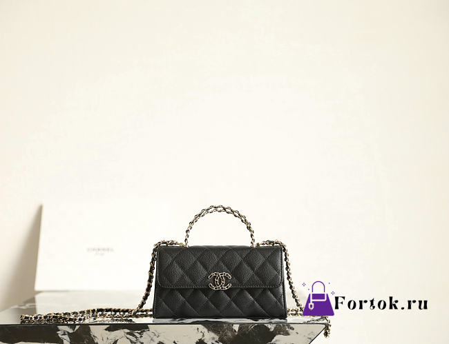 Fortok Chanel Mni Kelly Trendy CC Handle Black 10 x 18 x 4.5cm - 1
