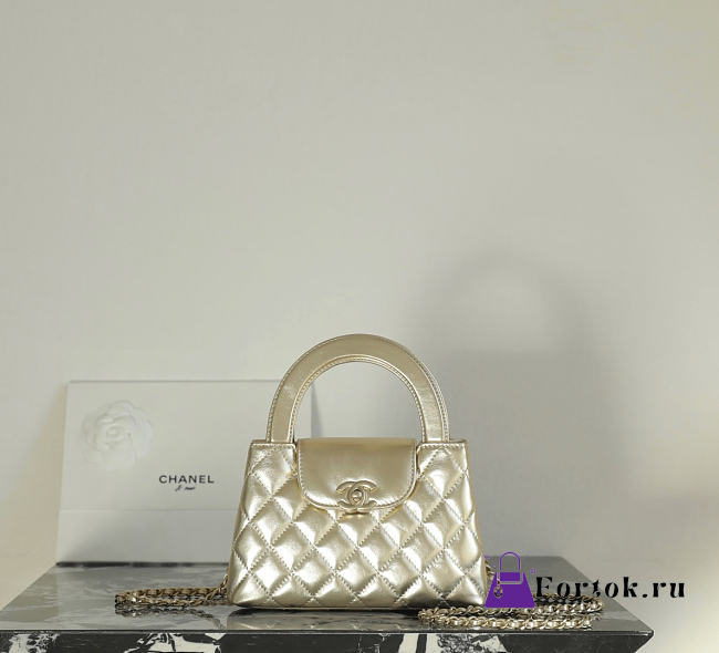 Fortok Chanel Kelly Bag Gold 13x19x7cm - 1