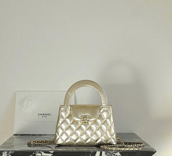 Fortok Chanel Kelly Bag Gold 13x19x7cm