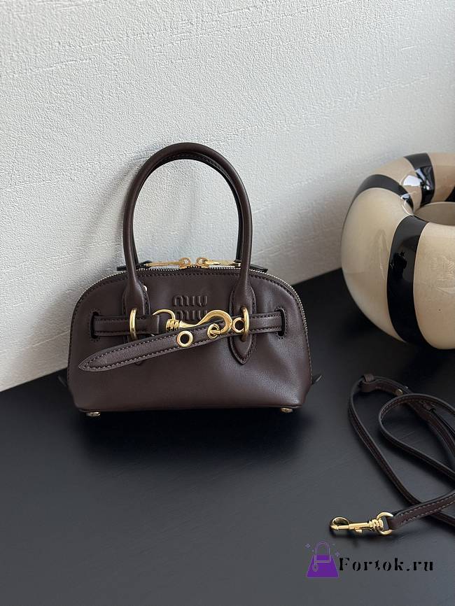 Fortok Miu Miu Aventure nappa leather Chocolate Brown 21×8×13cm - 1