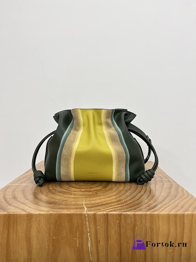 Fortok Loewe Flamenco clutch bag Banana Green Mix 30~24.5~10.5CM - 1