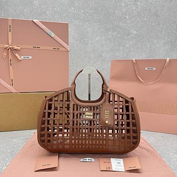 Fortok Miu Miu leather basket bag Brown 40x21x15.5cm