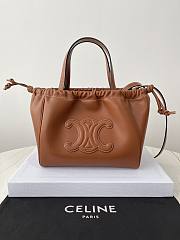 Fortok Celine Cabas Drawstring Cuir Triomphe Tan 22×17×15 cm - 1