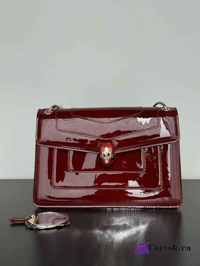 Fortok BVLGARI Serpenti Forever Patent Burgundy 27×7×18cm - 1