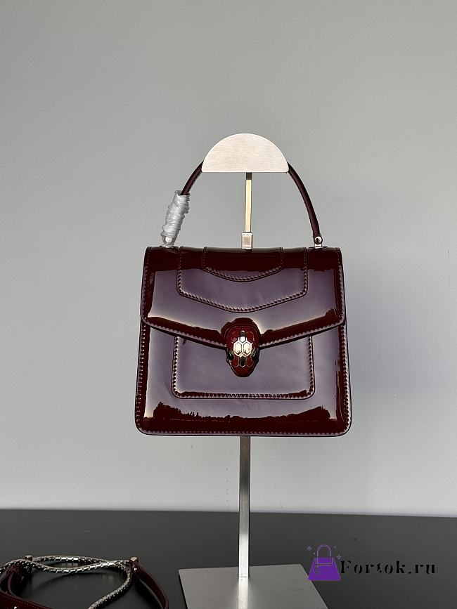 Fortok BVLGARI Serpenti Forever Patent Burgundy 18*9.5*16Cm - 1