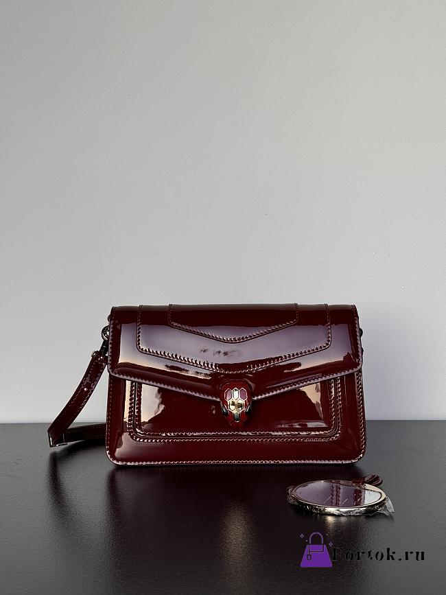 Fortok BVLGARI Serpenti Forever Patent Burgundy 22×15×4.5cm - 1