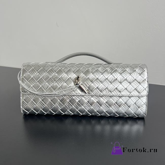 Fortok Bottega Veneta Andiamo Clutch Silver 31x13x3cm - 1