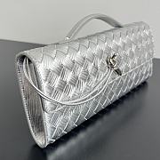 Fortok Bottega Veneta Andiamo Clutch Silver 31x13x3cm - 5