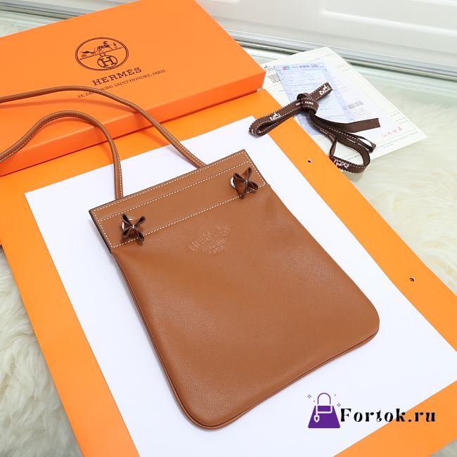Fortok Hermès Aline Mini Bag Brown Swift Leather 20×23cm - 1