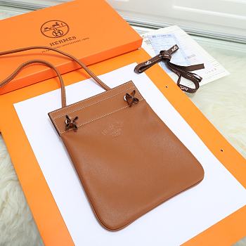 Fortok Hermès Aline Mini Bag Brown Swift Leather 20×23cm