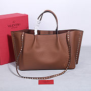 Fortok Valentino Garavani Rockstud Tote Bag Brown 41*25*18 cm - 4