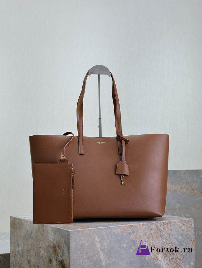Fortok Saint Laurent Shopping East-West Tote Bag Brown 38×28×13cm - 1