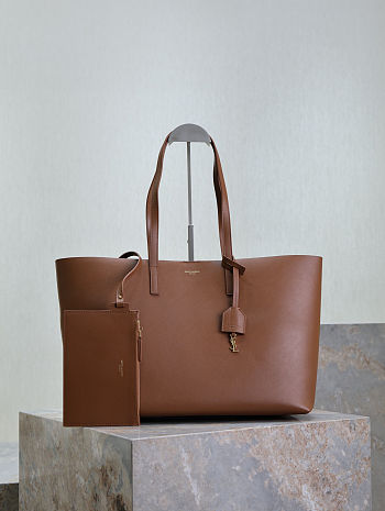 Fortok Saint Laurent Shopping East-West Tote Bag Brown 38×28×13cm
