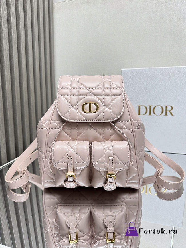 Fortok Dior Medium Caro Backpack Powder Pink 23 x 26.5 x 12.5 cm - 1