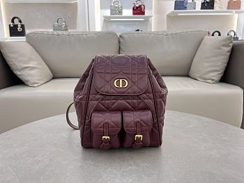 Fortok Dior Medium Caro Backpack Burgundy 23 x 26.5 x 12.5 cm