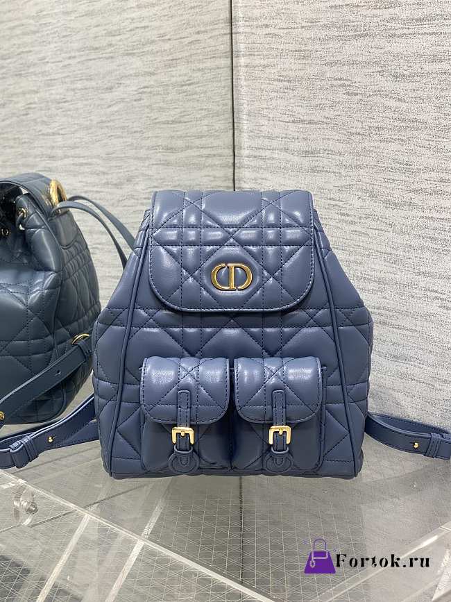 Fortok Dior Medium Caro Backpack Powder Blue 23 x 26.5 x 12.5 cm - 1