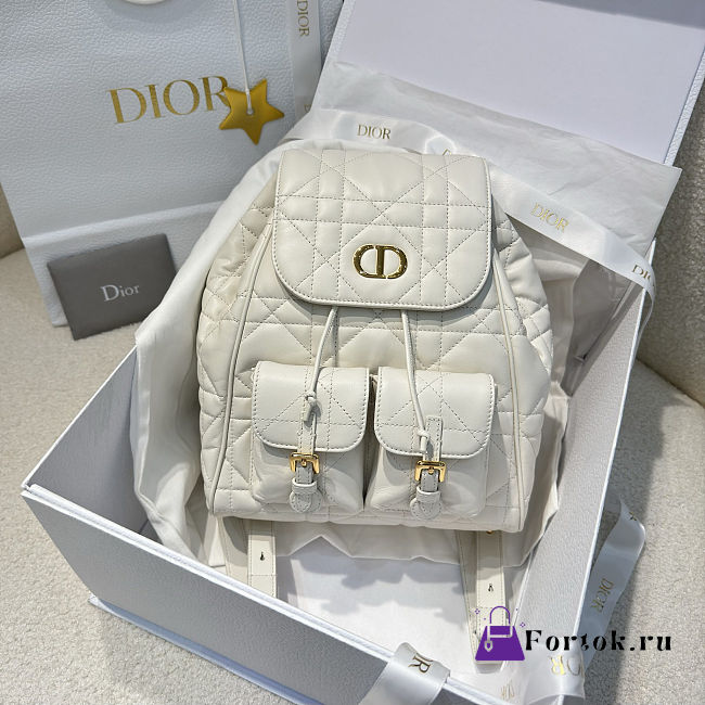 Fortok Dior Medium Caro Backpack White 23 x 26.5 x 12.5 cm - 1