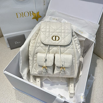 Fortok Dior Medium Caro Backpack White 23 x 26.5 x 12.5 cm