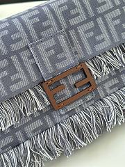 Fortok Fendi Baguette Blue Denim Fringe 26 x 6 x 15cm - 3