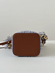 Fortok Fendi Denim Effect Fabric FF Jacquard Mini Mon Tresor Bucket Bag 14x12x18cm - 4