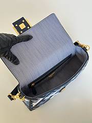 Fortok Fendi Baguette Jacquard FF Fabric Bag Navy Blue 27×6×14cm  - 6