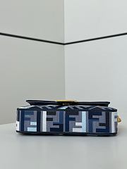 Fortok Fendi Baguette Jacquard FF Fabric Bag Navy Blue 27×6×14cm  - 2